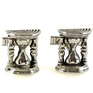 Swank Hourglass Cufflinks Vintage Figural Cuff Links 1960s 70s